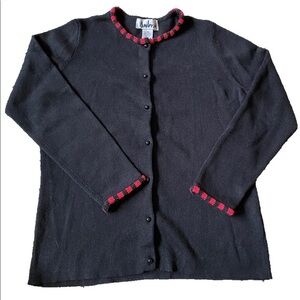 Ambra Vintage Beaded Neck Collar Sweater Cardigan